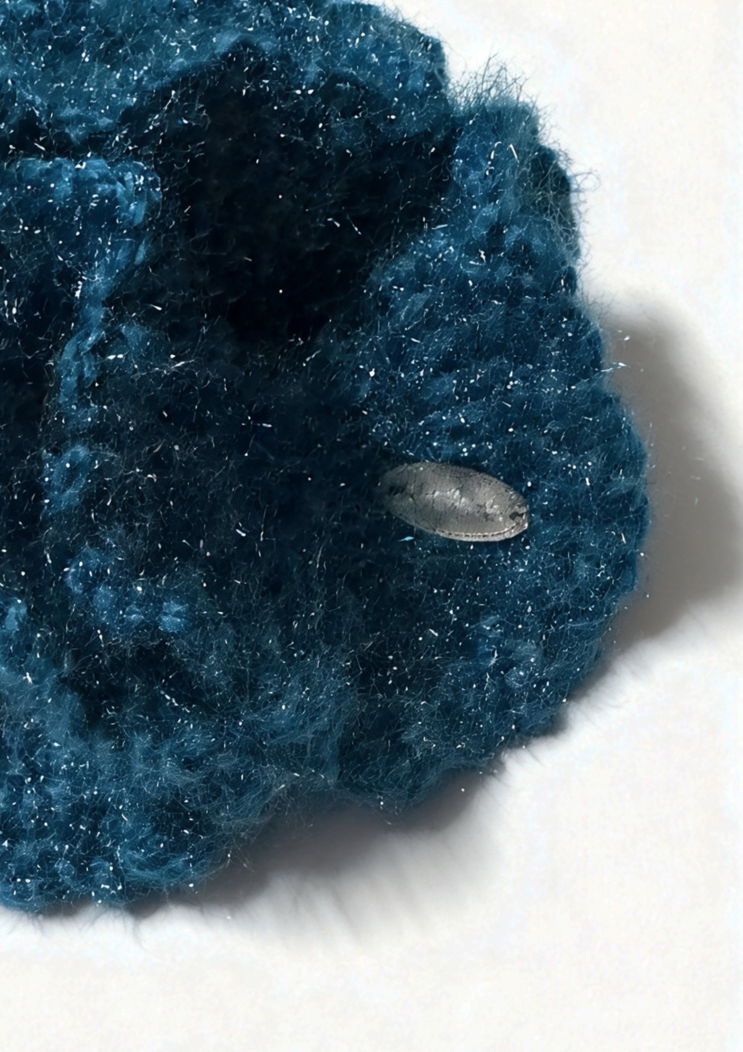 Metallic Crochet Mohair Scrunchie | Peacock Blue