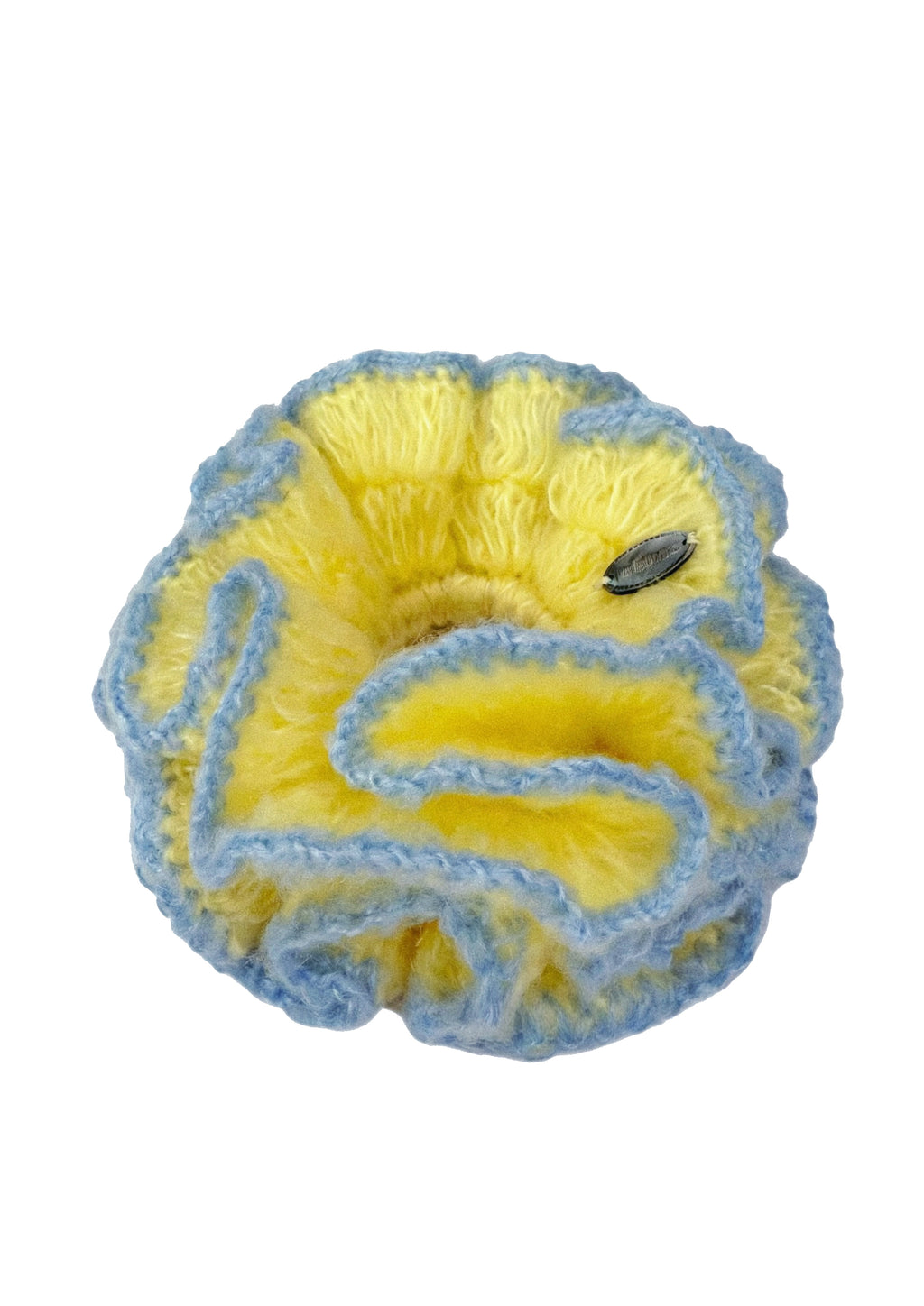 Giant Crochet Double-layers Mohair Scrunchie | Yellow+Blue