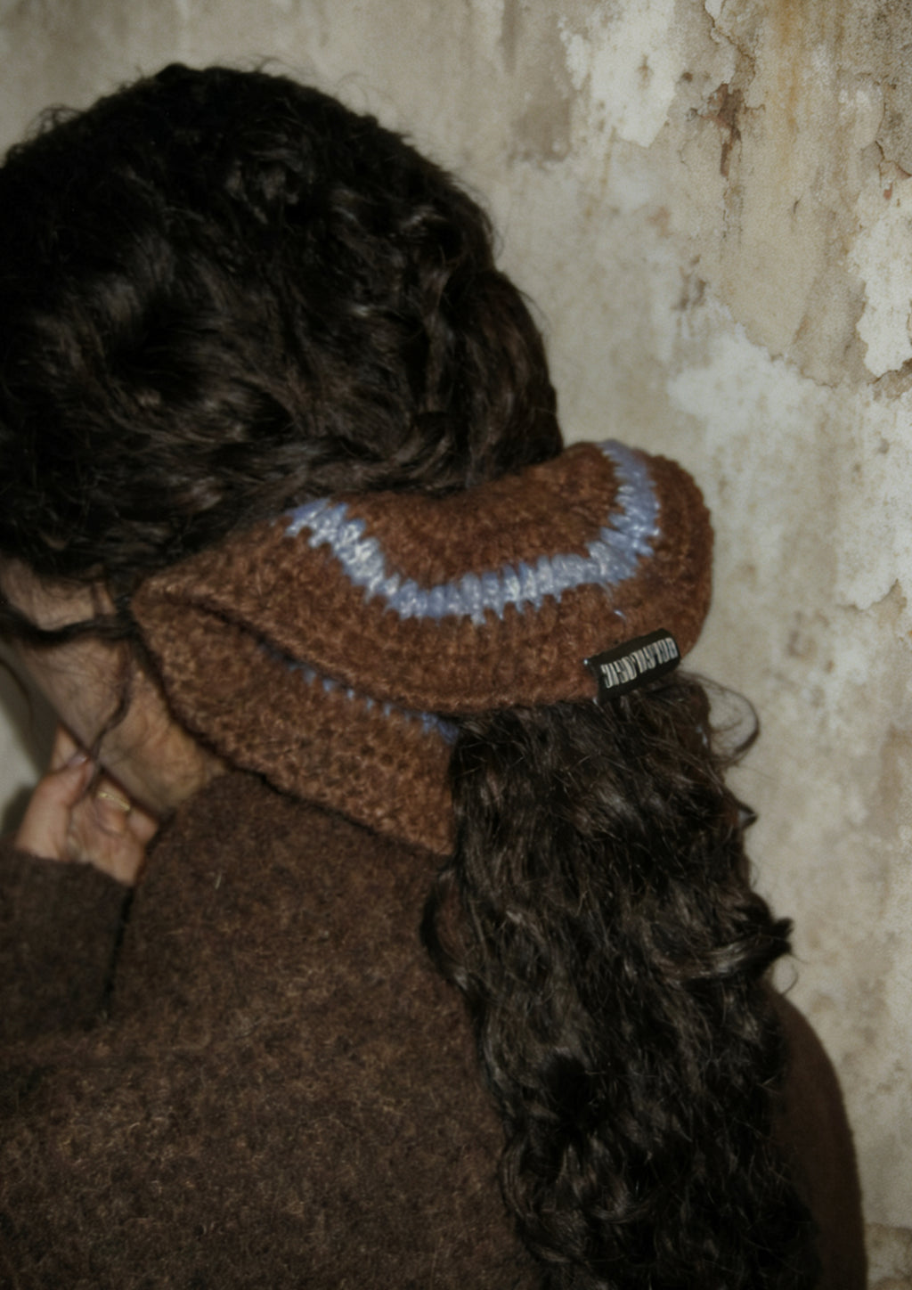 Supersized Crochet Single-layer Mohair Scrunchies | Brown+Blue