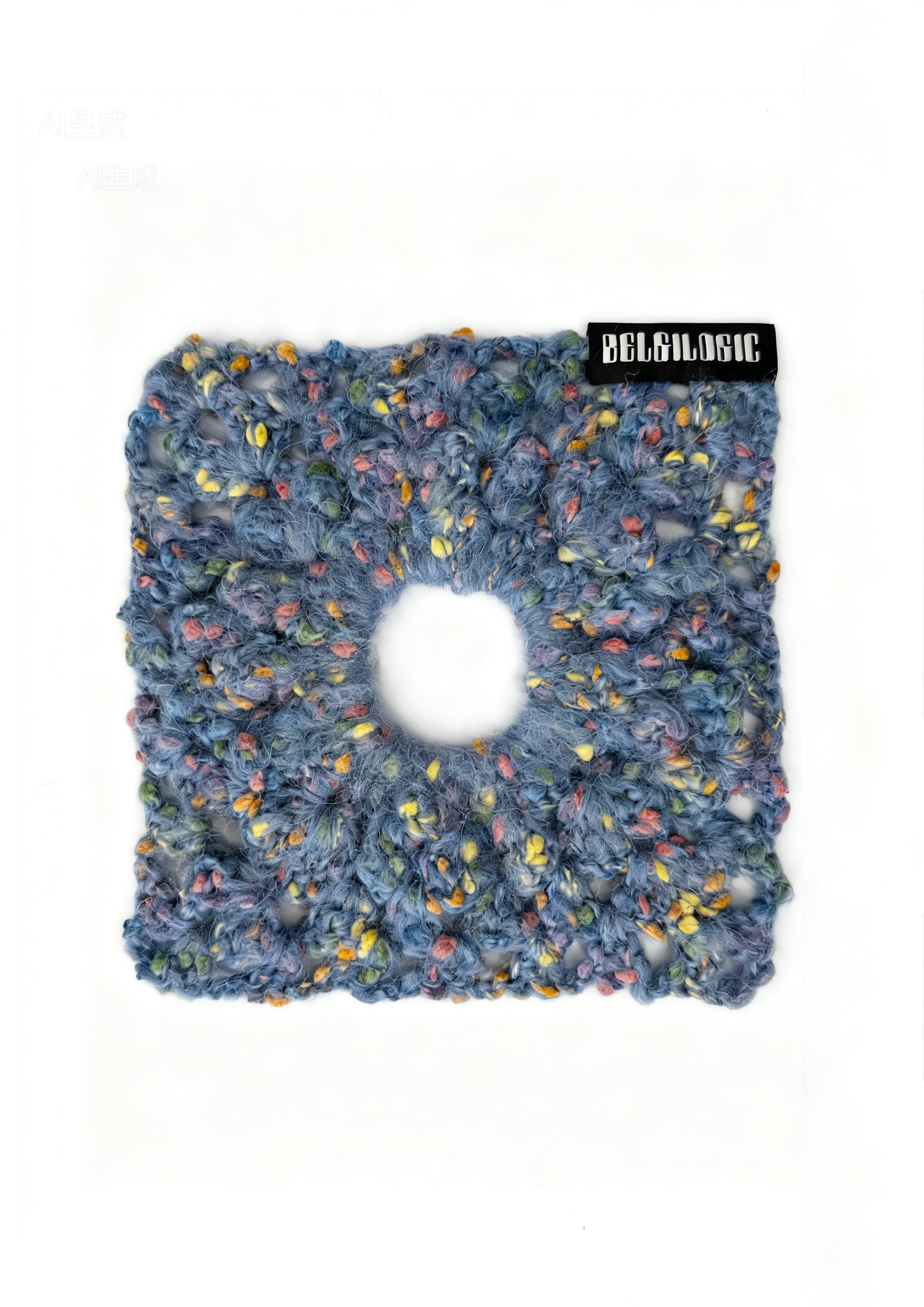 Square Crochet Mohair & Wool Scrunchies | Blue 🟦