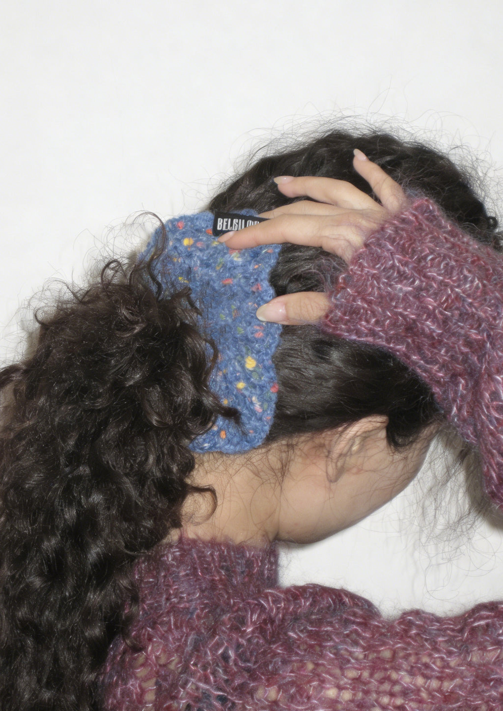 Square Crochet Mohair & Wool Scrunchies | Blue 🟦