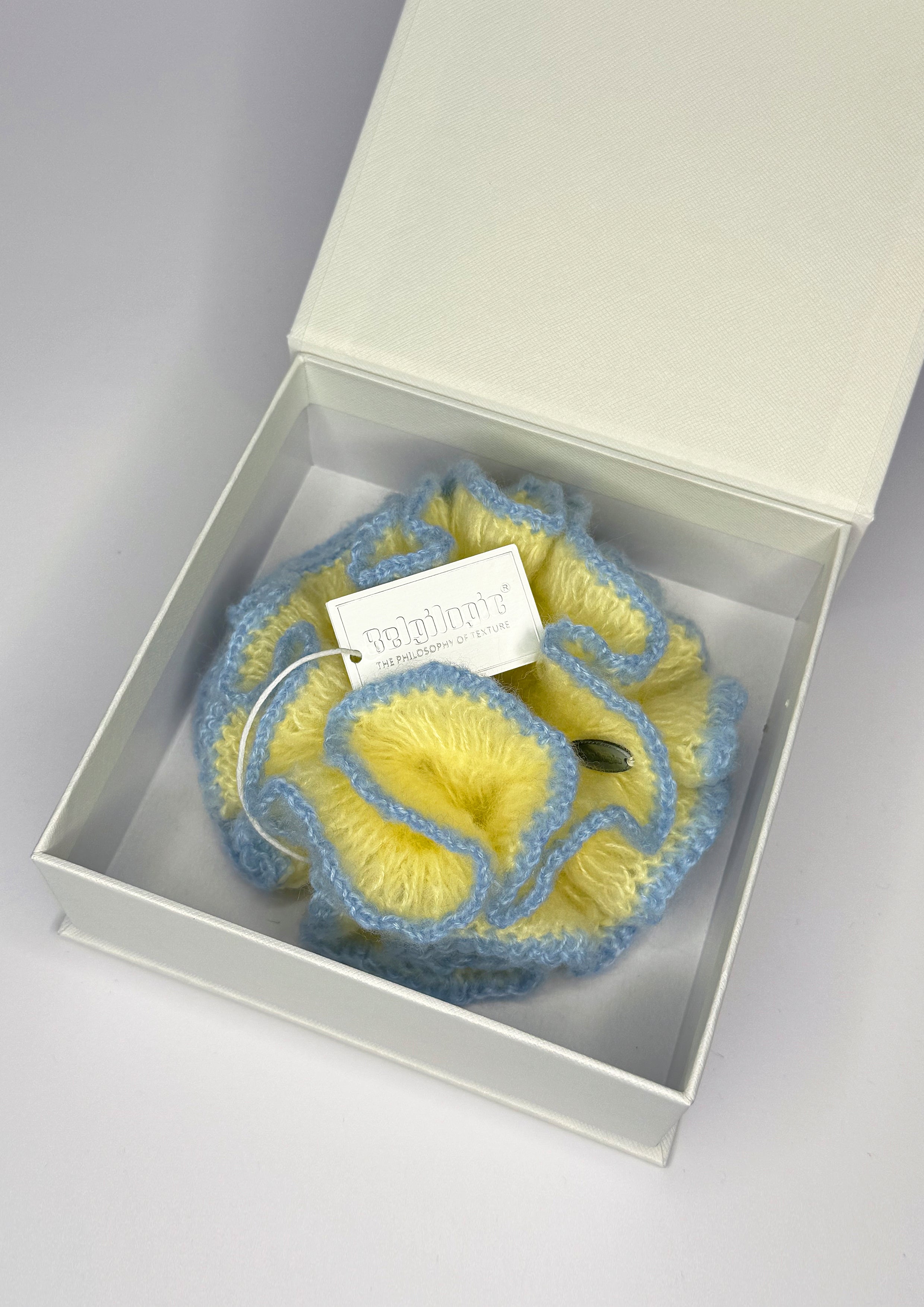 Giant Crochet Double-layers Mohair Scrunchie | Yellow+Blue