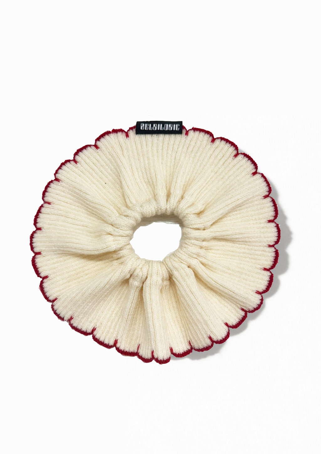 Gigantische, enkelvoudige scrunchie | Beige+Rood