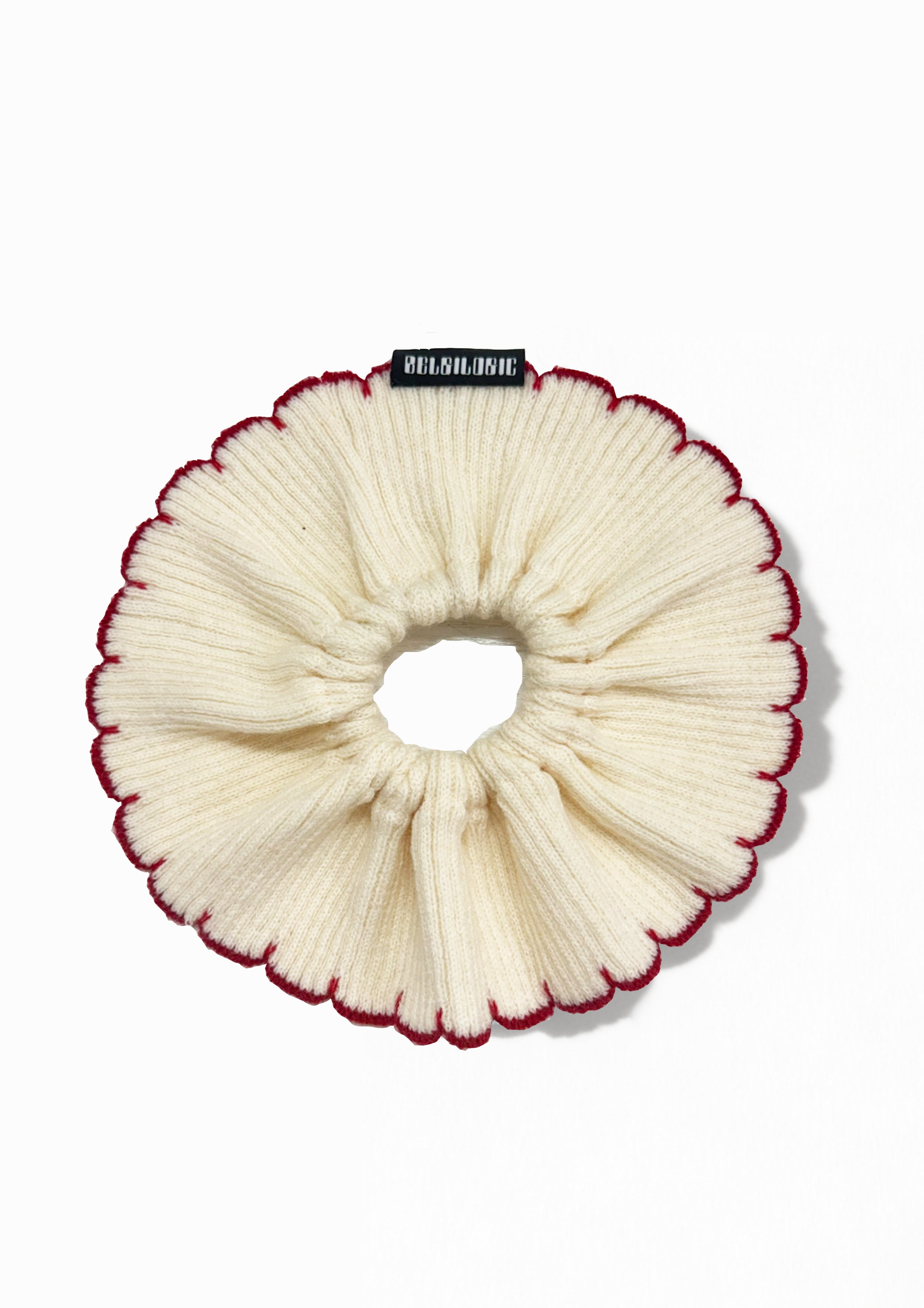 Giant Single-Layer Scrunchie | Beige+Red