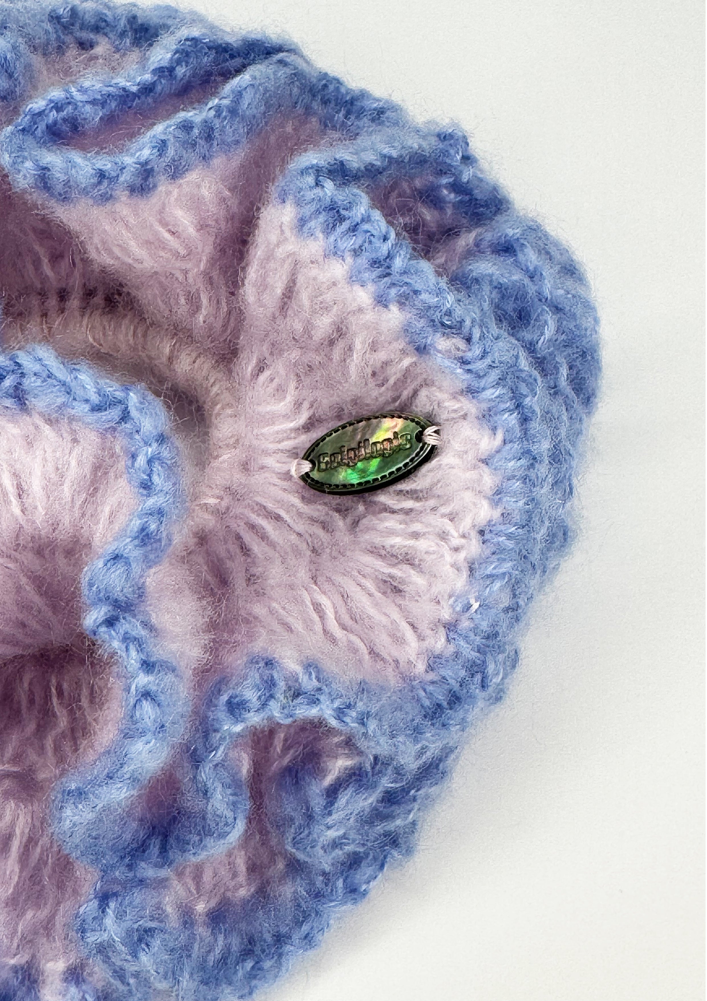 Giant Crochet Double-layers Mohair Scrunchie | Pink+Blue