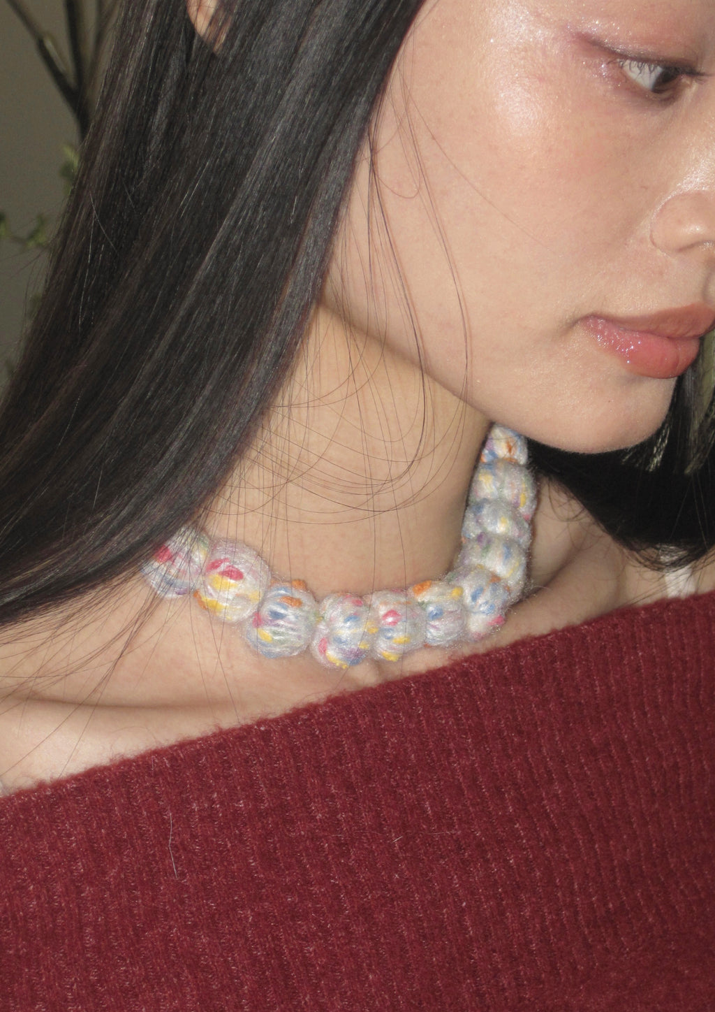 Handmade Wool Beaded Choker