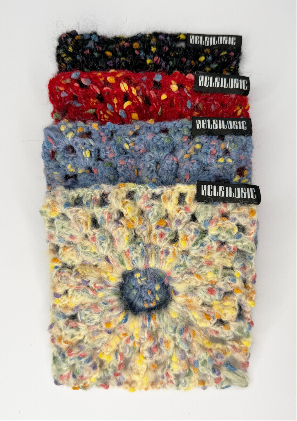 Square Crochet Mohair & Wool Scrunchie | Red 🟥