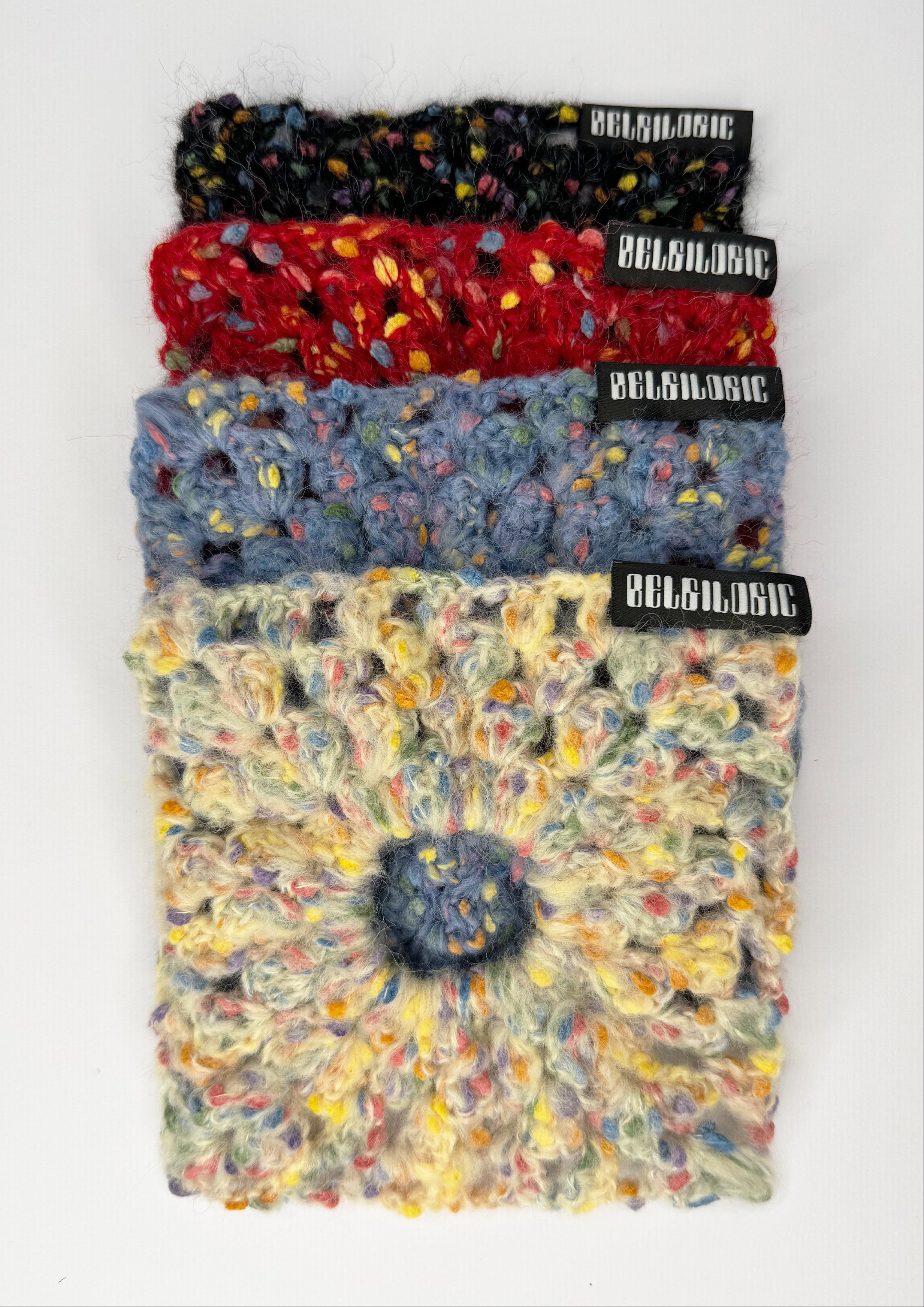 Square Crochet Mohair & Wool Scrunchie | Beige ⬜️