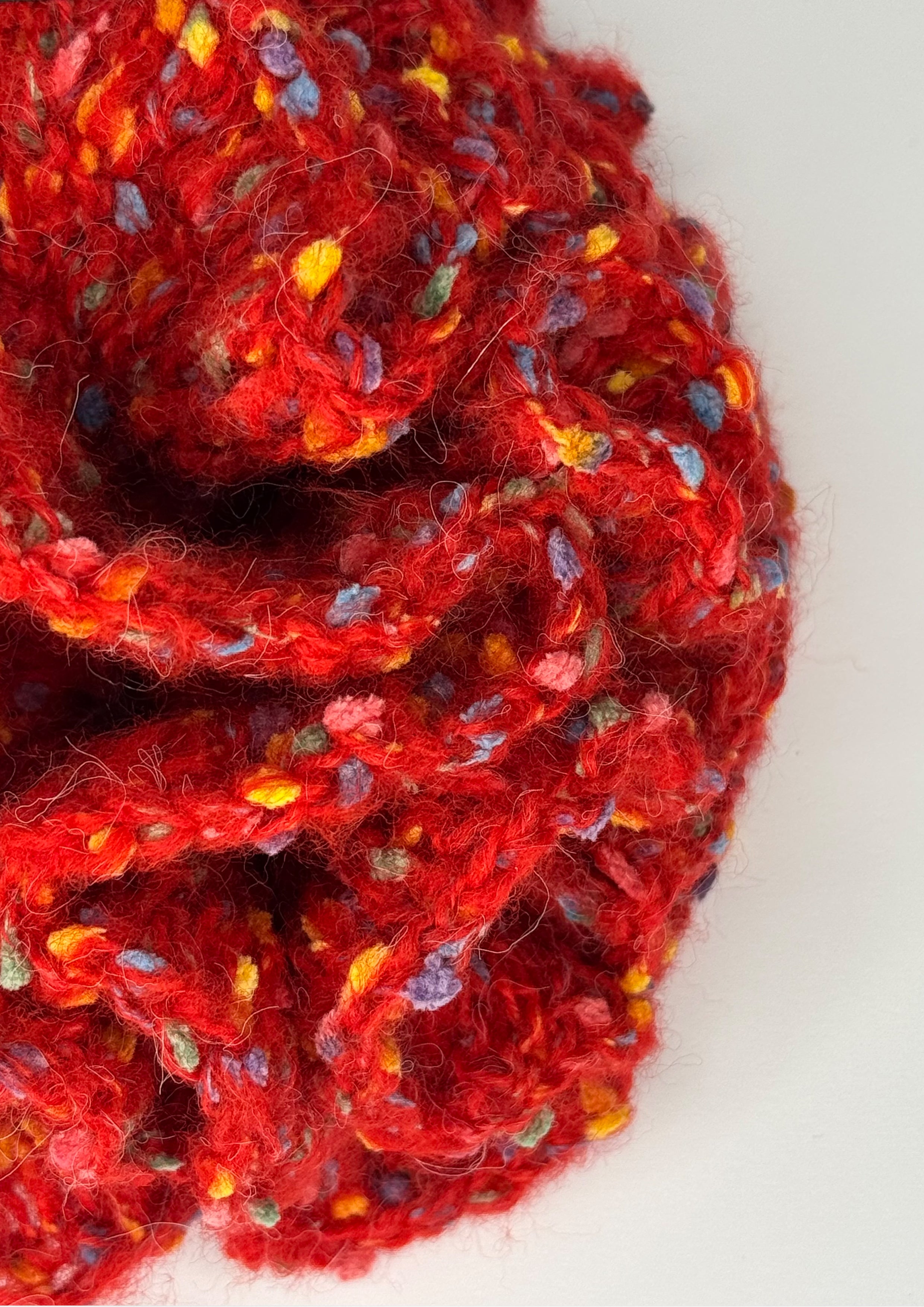 Mega Crochet Mohair Scrunchie | Chrismas Red