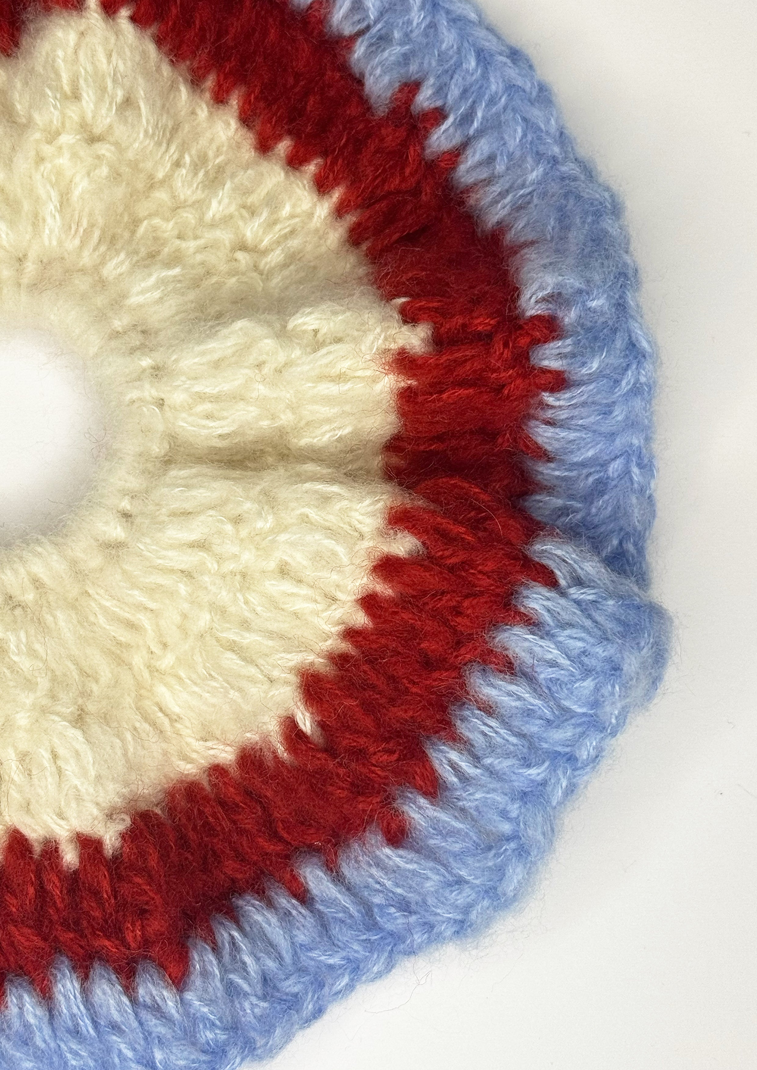 Supersized Crochet Single-layer Mohair Scrunchie | Beige+Red+Purple