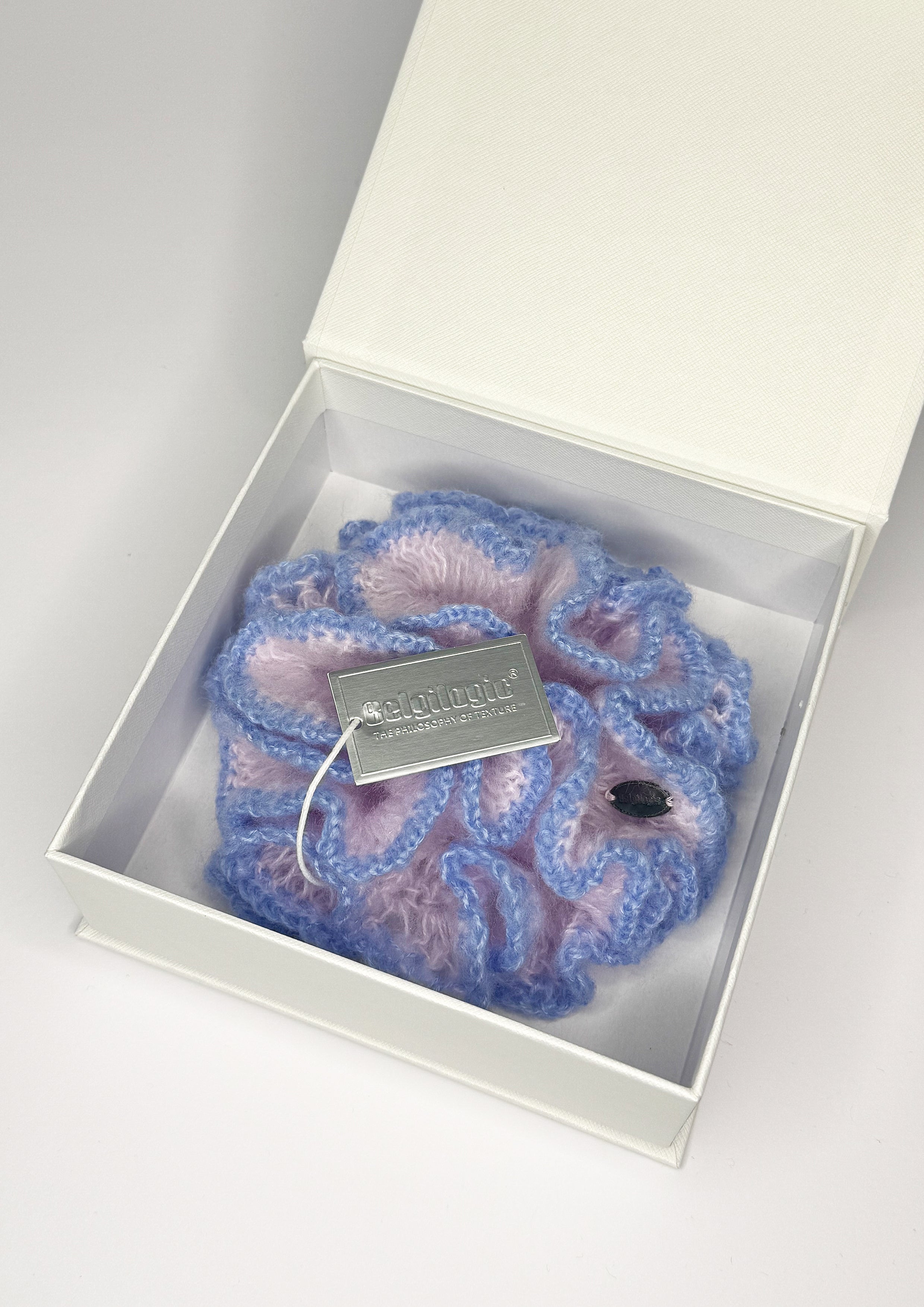 Giant Crochet Double-layers Mohair Scrunchie | Pink+Blue
