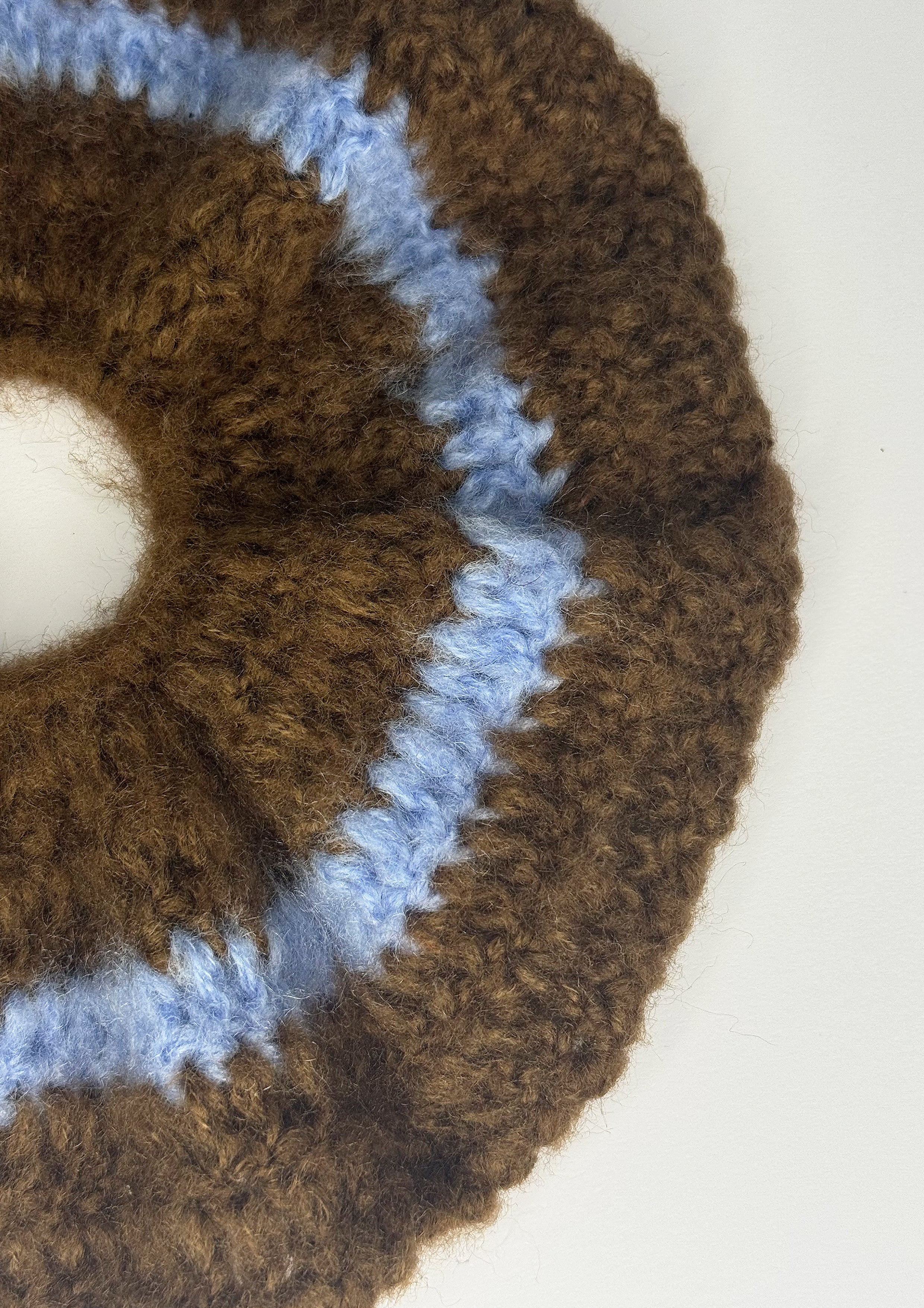 Supersized Crochet Single-layer Mohair Scrunchies | Brown+Blue