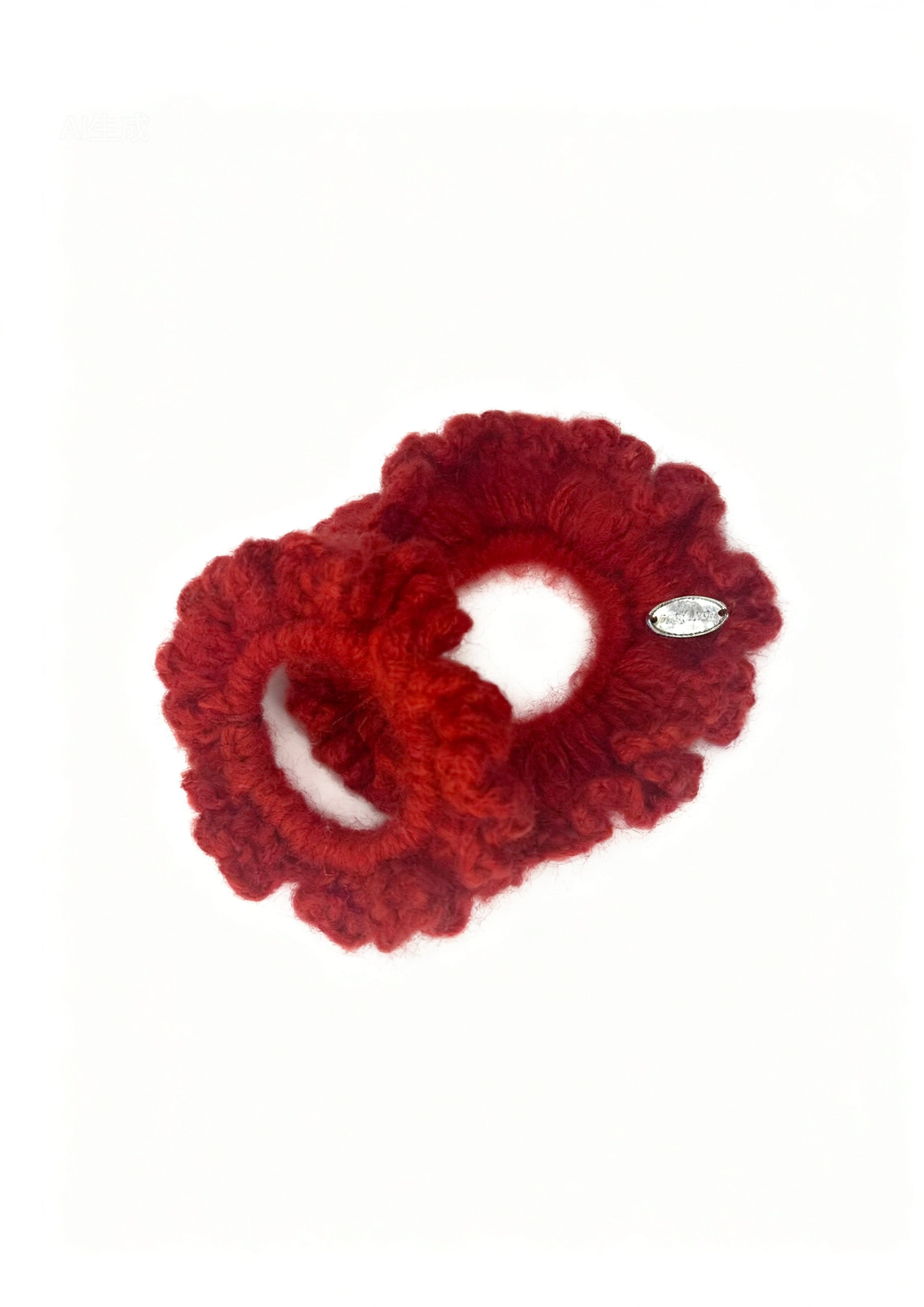 2Pcs Crochet Mohair Scrunchies Set | Red ❤️