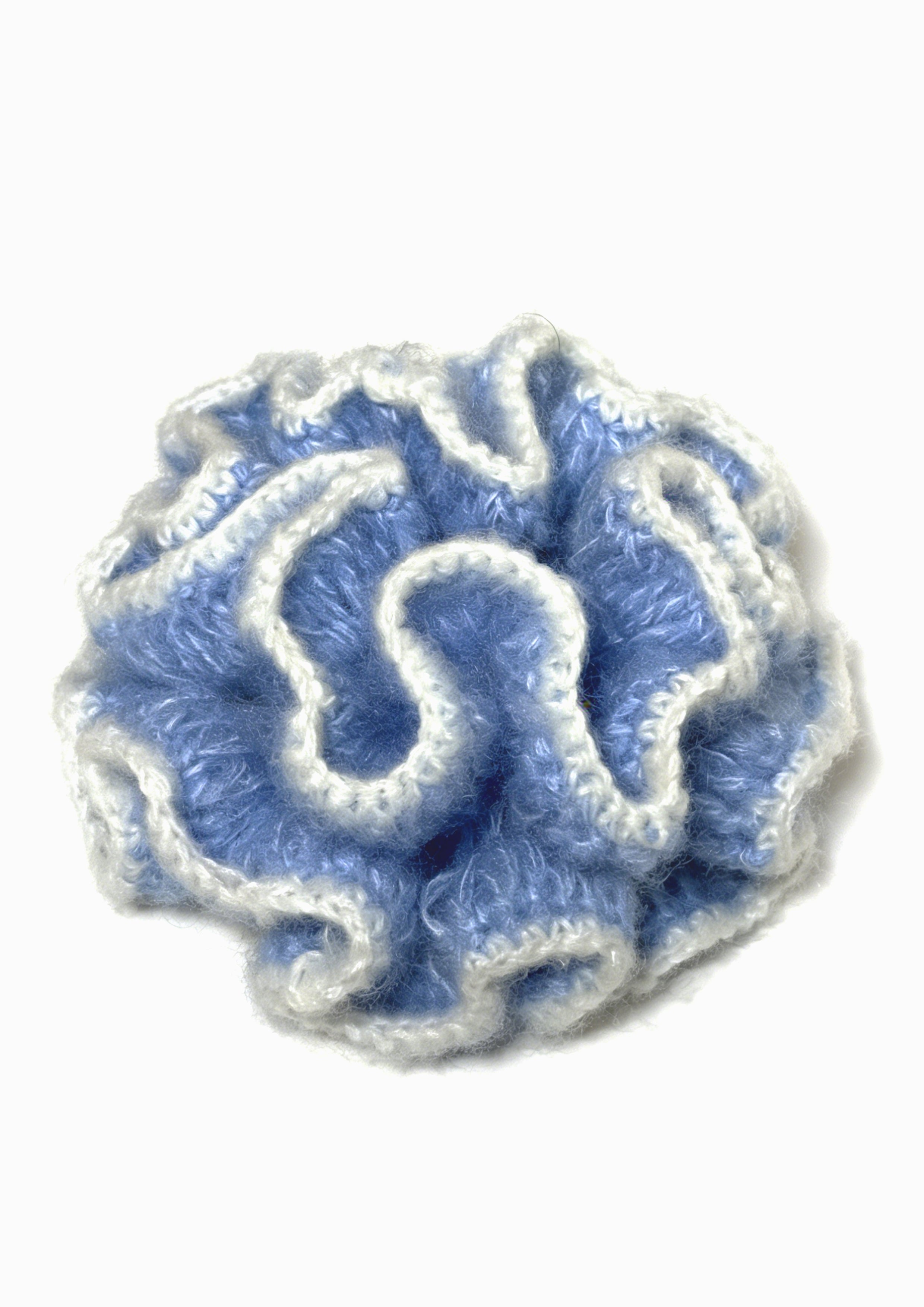 Giant Crochet Double-layers Mohair Scrunchie | Blue+ White