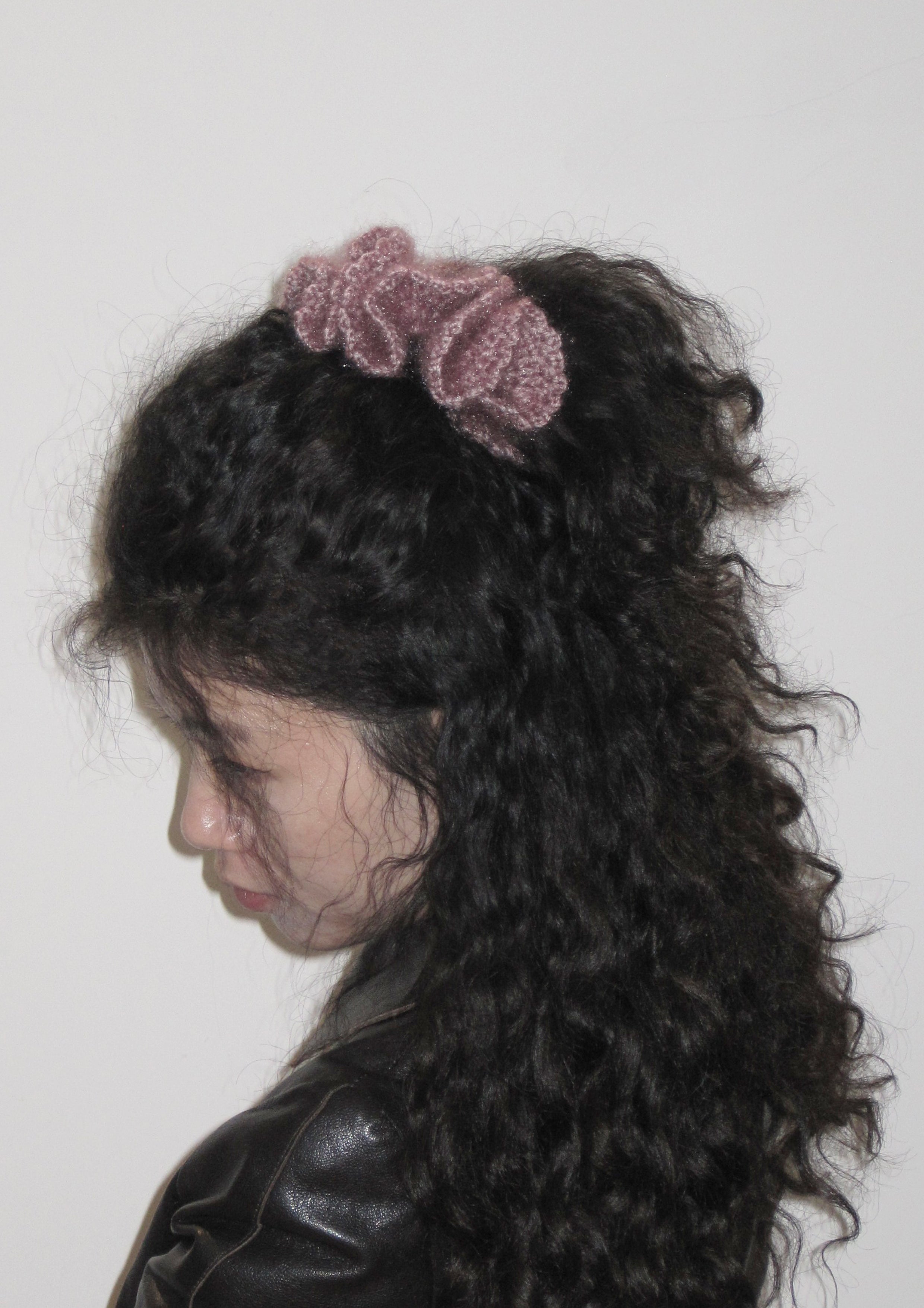 Metallic Crochet Mohair Scrunchie | Rosybrown