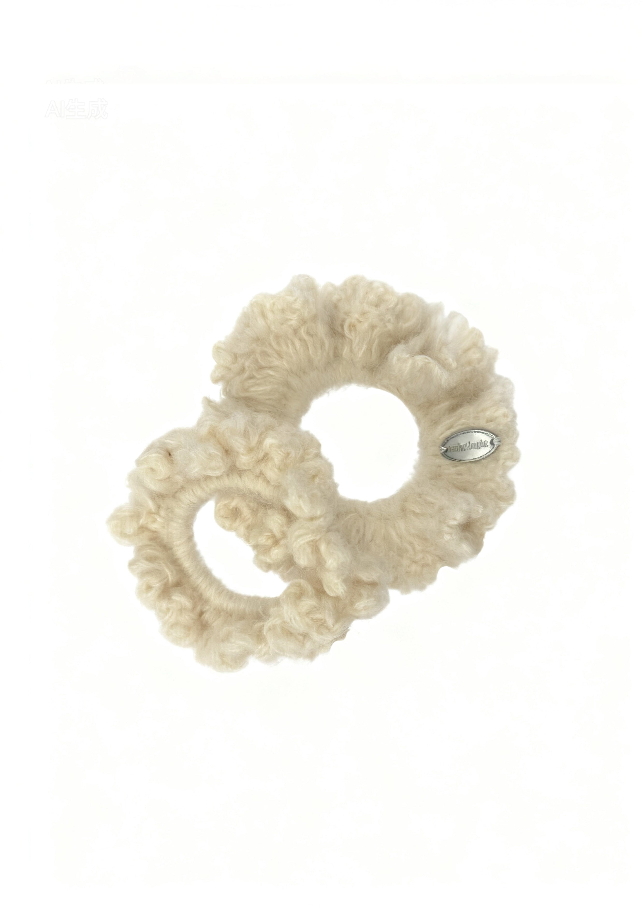 2Pcs Crochet Mohair Scrunchies Set | Beige 🤍