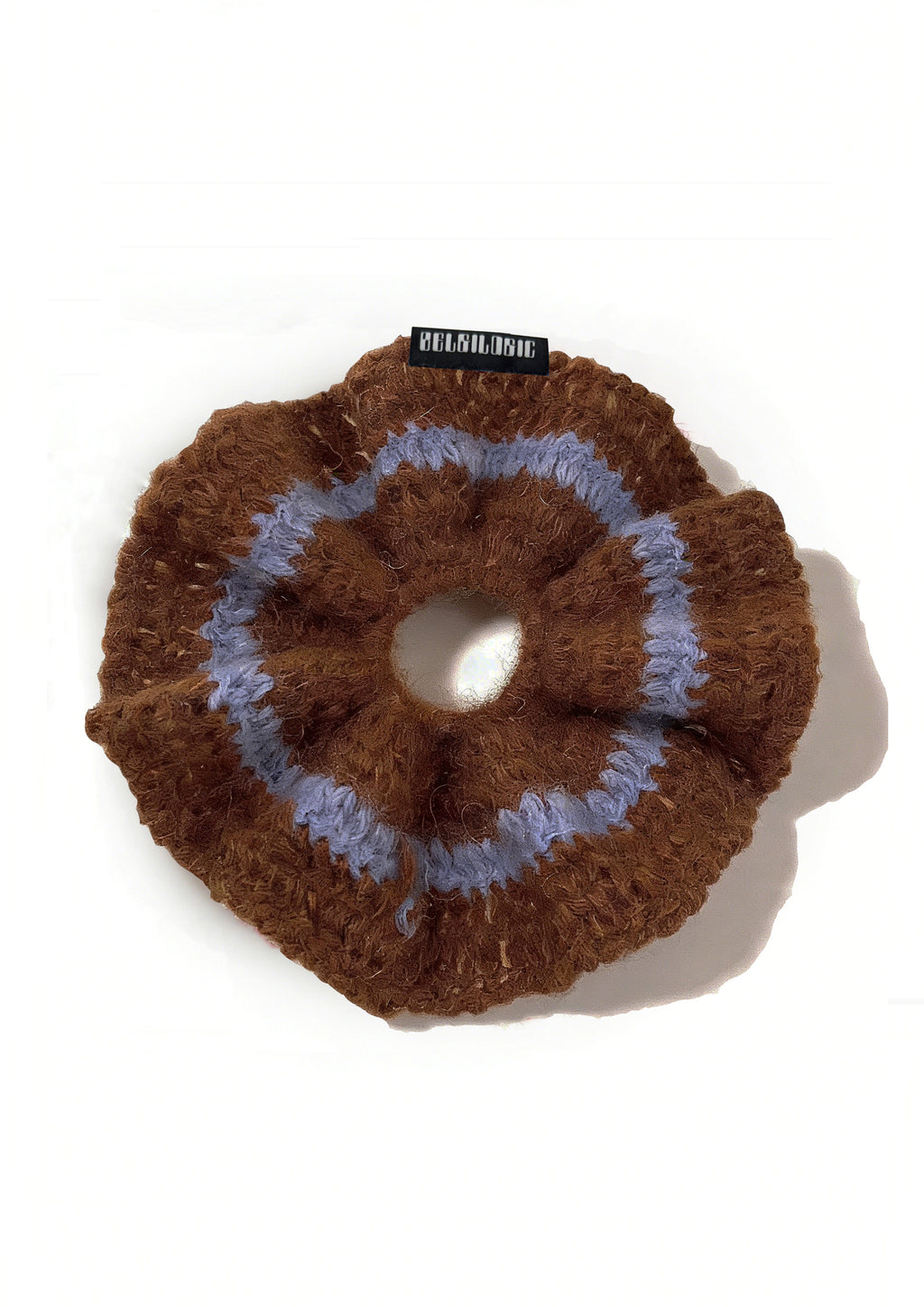 Supersized Crochet Single-layer Mohair Scrunchies | Brown+Blue