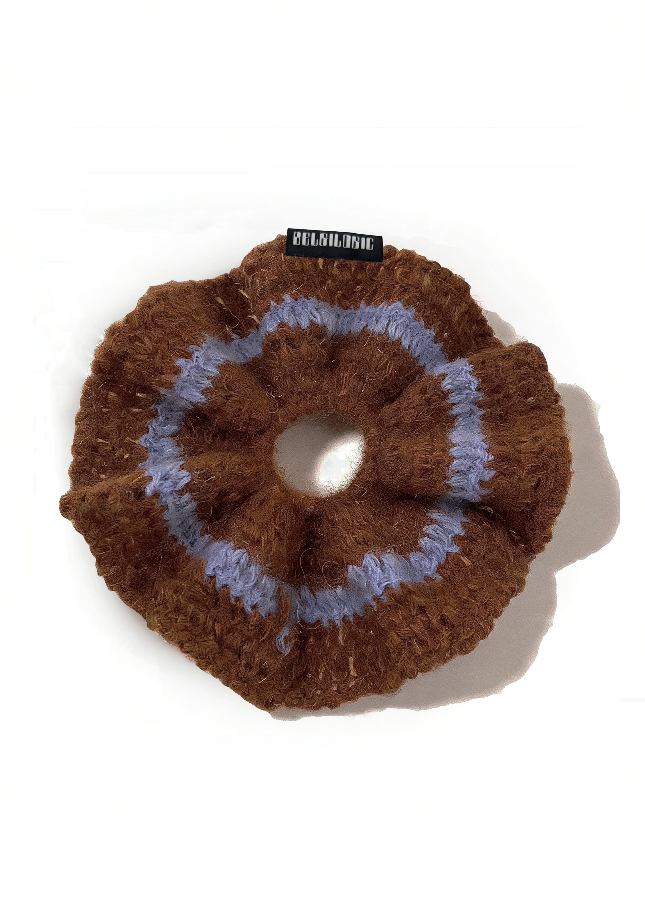 Supersized Crochet Single-layer Mohair Scrunchies | Brown+Blue