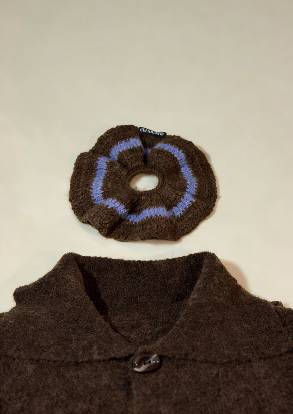 Supersized Crochet Single-layer Mohair Scrunchies | Brown+Blue