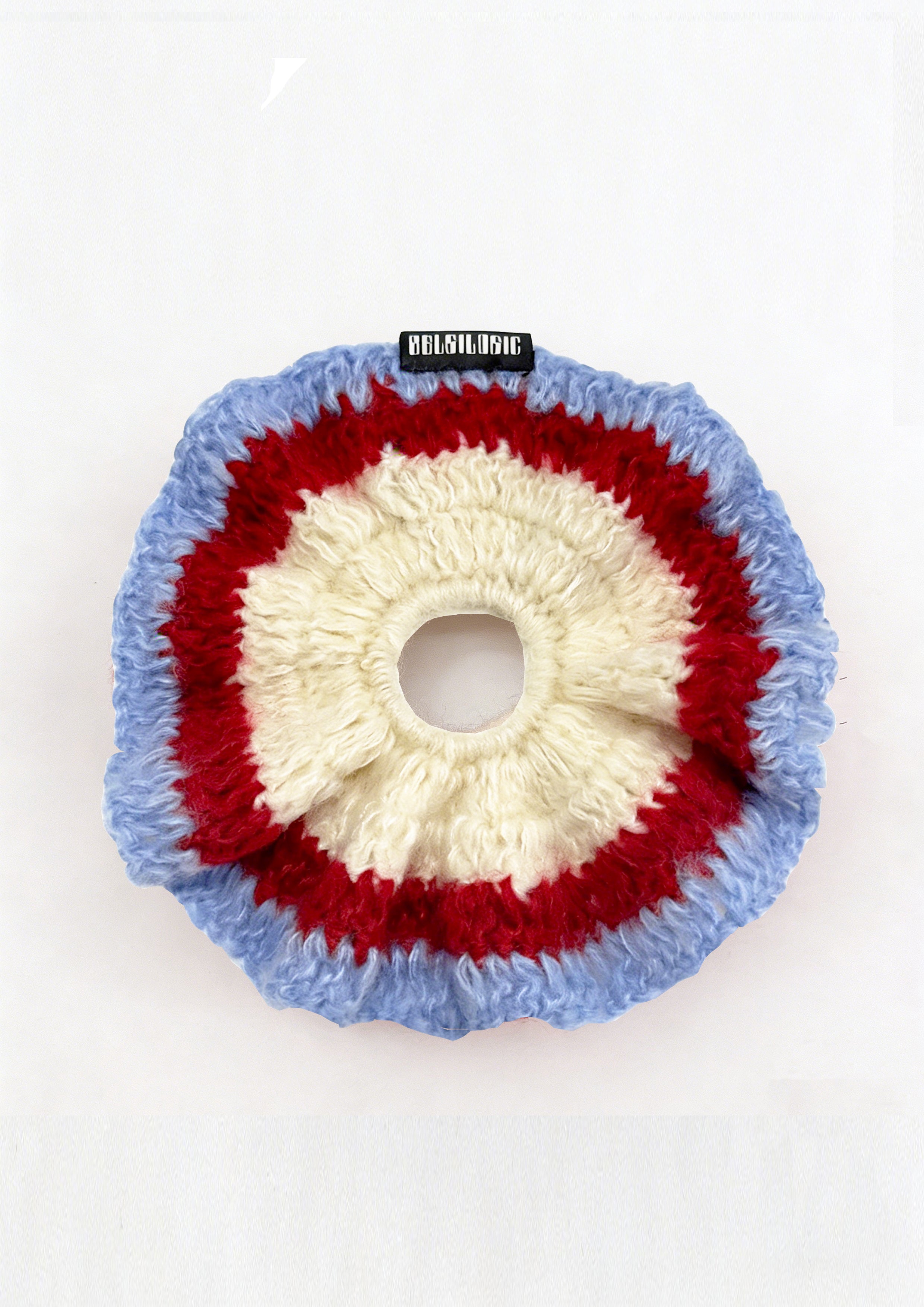 Supersized Crochet Single-layer Mohair Scrunchie | Beige+Red+Purple