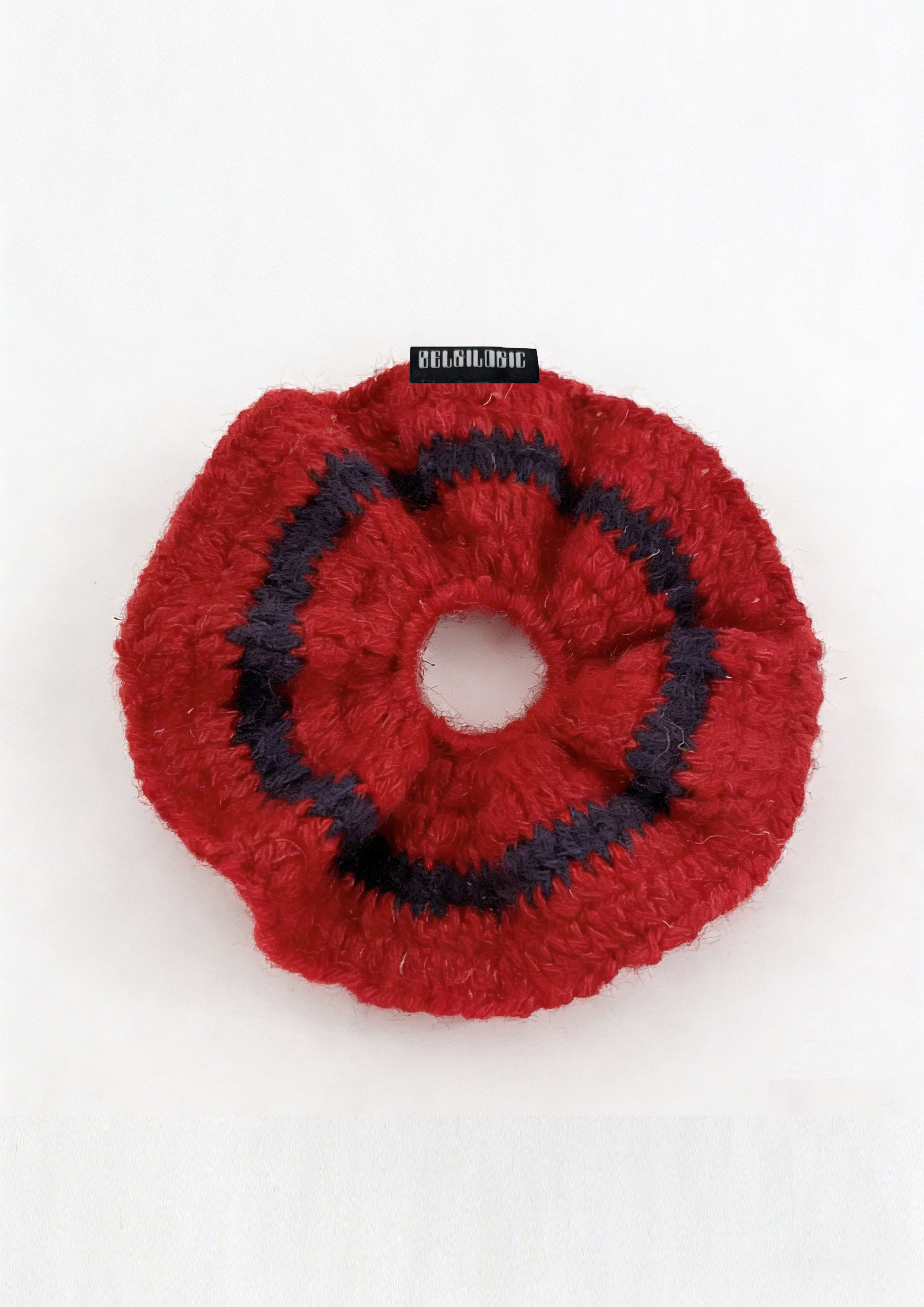 Supersized Crochet Single-layer Mohair Scrunchie | Red+Navy